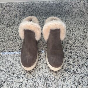 J Slides - Brown Fur-Trimmed Women's Winter Boots